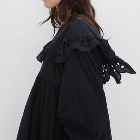 Zara Long sleeve Poplin Mini Dress Black - Picture 12 of 13